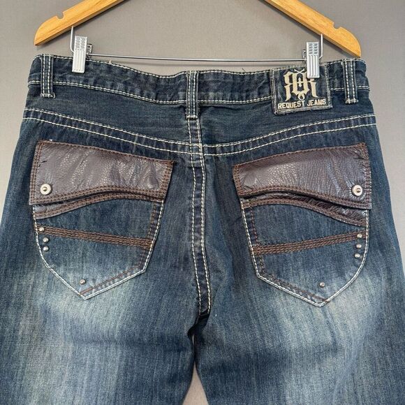 2000s Request Jeans Premium Grunge Style Denim Size 36x30 100% Cotton Goth - Picture 1 of 10